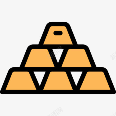 金色银行业16线性颜色图标图标