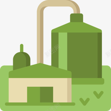 绿色能源图标沼气厂可再生能源3平房图标图标