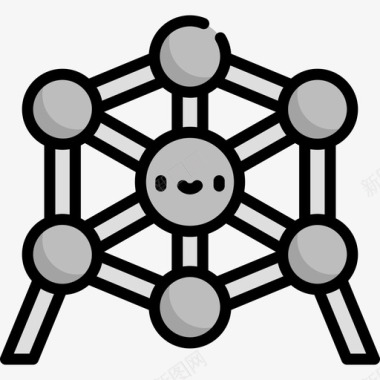 矢量子弹原子弹地标古迹7线性颜色图标图标