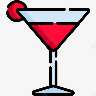 鸡尾酒食物和饮料10线性颜色图标图标