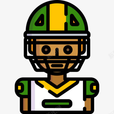 美国橄榄球运动员阿凡达26线性颜色图标图标