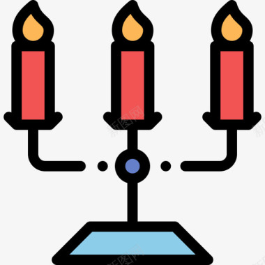 蜡烛蜡烛婚礼34线颜色图标图标