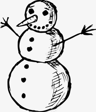 冬天的雪人雪人圣诞节素描图标图标