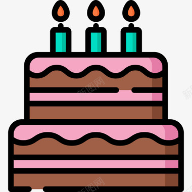 生日蛋糕51岁生日线性颜色图标图标