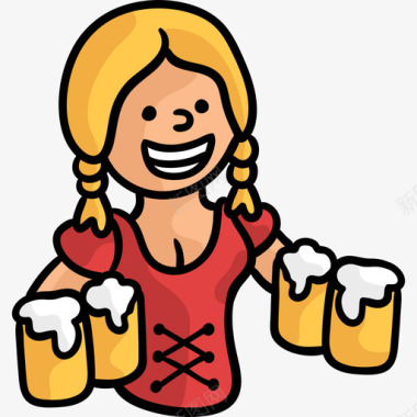 女服务员啤酒节11号彩色图标图标
