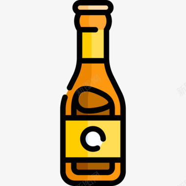 啤酒瓶活动线性颜色图标图标
