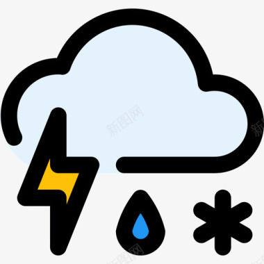 天气素材暴风雨天气104线性颜色图标图标