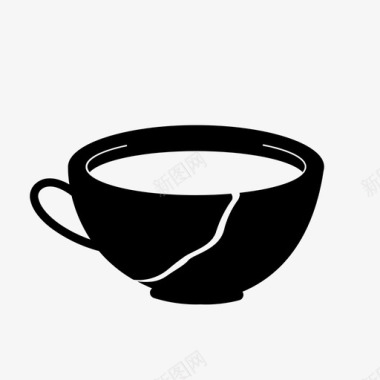 金津咖啡杯艺术金色图标图标