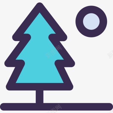 松树自然色34线形蓝色图标图标