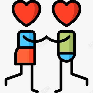 色彩爱情人际关系和情感2线性色彩图标图标