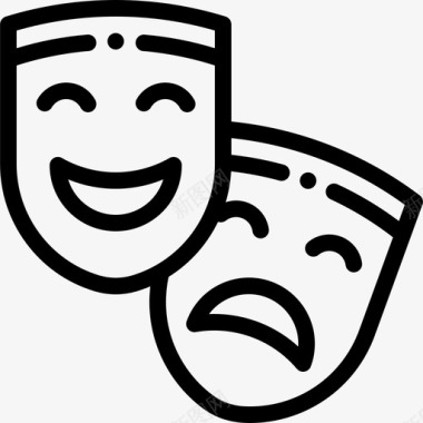 剧院面具巴西狂欢节7线性图标图标