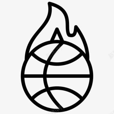 手绘篮球徽章燃烧的篮球篮球贴纸运动徽章图标图标
