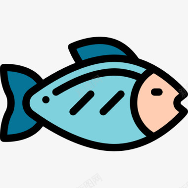 无现金生活鱼健康的生活方式10线性颜色图标图标