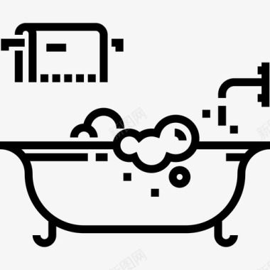 生活浴缸健康生活7线性图标图标
