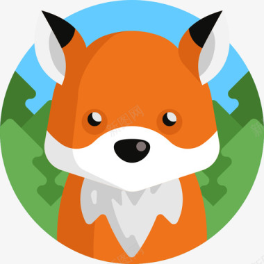 野生保护动物狐狸野生动物14平坦图标图标
