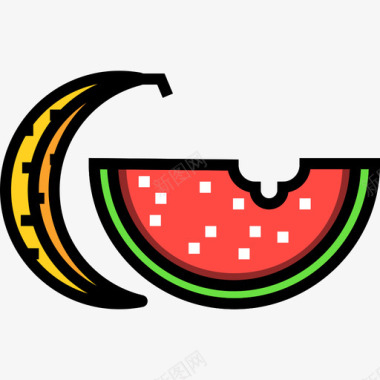 水果健康生活8线性颜色图标图标