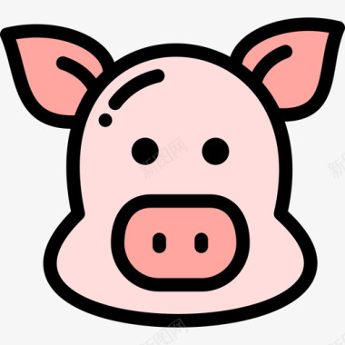 猪野生动物16线性颜色图标图标