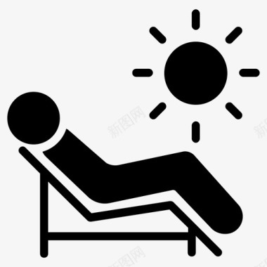 海滩旅游用品日光浴海滩躺椅图标图标