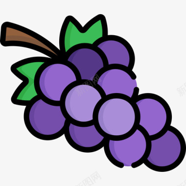 水果葡萄水果和蔬菜7种线形颜色图标图标