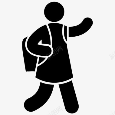 孩子上学上学背包快乐学生图标图标