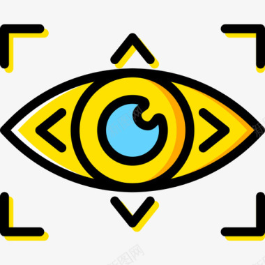 眼睛标志眼睛扫描虚拟现实11黄色图标图标
