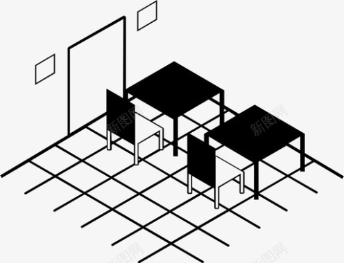 办公室房间牌办公室桌子地板图标图标
