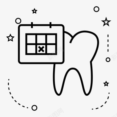 刷牙的牙齿日历预约检查图标图标