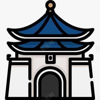 4座蒋介石纪念碑14座线条色彩图标图标
