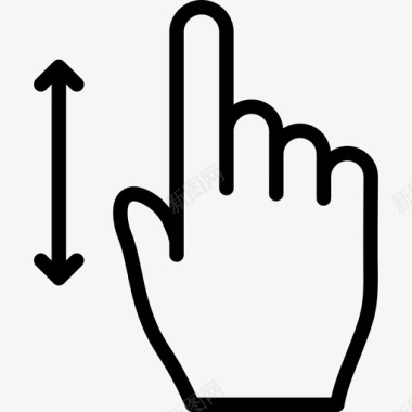 一个手指垂直滑动触摸手势轮廓v2图标图标