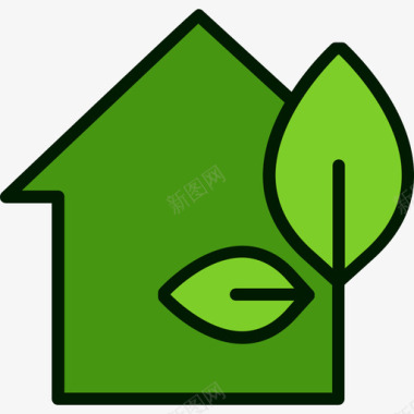 能源图标模板家绿色能源4线性颜色图标图标