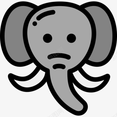 大象大象野生动物16线形颜色图标图标