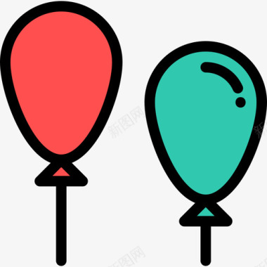 气球家庭生活线条色彩图标图标