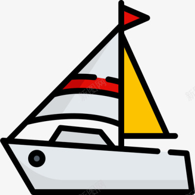 表情帆船旅行地点表情符号3线性颜色图标图标