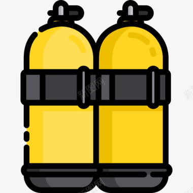 运动小人图标矢量素材氧气罐夏季运动2线性颜色图标图标