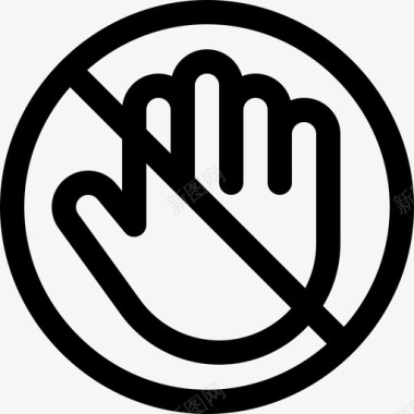 禁止蚊子请勿触碰示意和禁止线状图标图标