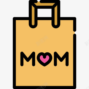 购物袋母亲节6线性颜色图标图标
