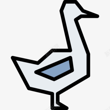 鸭动物和食物线性颜色图标图标
