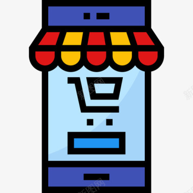购物网上商店购物83线性颜色图标图标