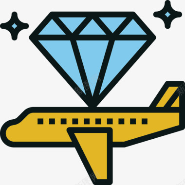 交通旅游飞机旅游运输4线颜色图标图标