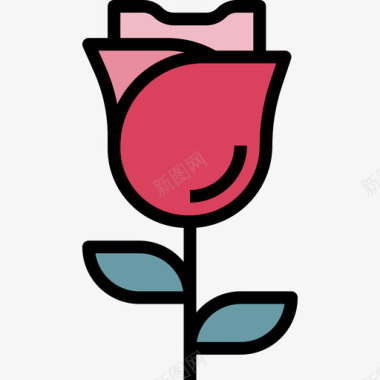 玫瑰74号婚礼直线色图标图标