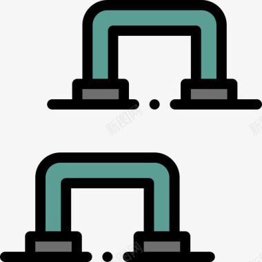 矢量俯卧撑俯卧撑健身57线性颜色图标图标