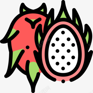 火龙果水果和蔬菜6线形颜色图标图标