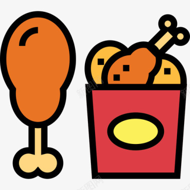 炸鸡快餐27原色图标图标