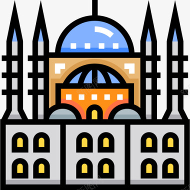 圣索菲亚大教堂地标18线性颜色图标图标