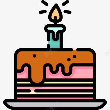 矢量蛋糕牡丹蛋糕生日23线形颜色图标图标