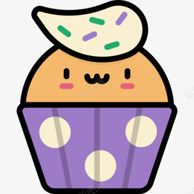 蛋糕纸杯蛋糕kawaii糖果原色图标图标