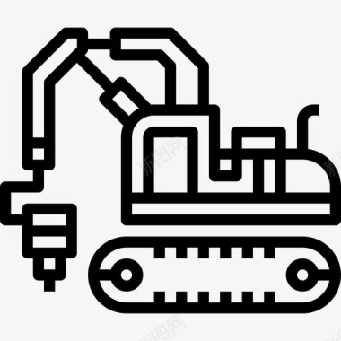 车标志挖掘机施工车直线式图标图标