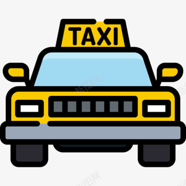 地点标志出租车旅行地点表情符号3线条颜色图标图标