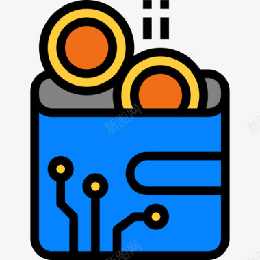 加密货币钱包加密货币5线性颜色图标图标