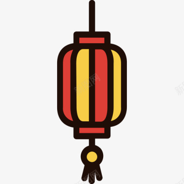 新年灯笼中国新年十五线颜色图标图标